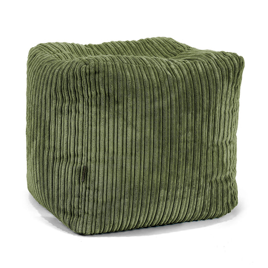Kubus Voetenbank Pouf - Corduroy Bosgroen 01