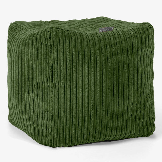 Kubus Voetenbank Pouf - Corduroy Bosgroen 01