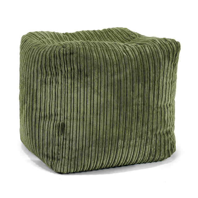 Kubus Voetenbank Pouf - Corduroy Bosgroen 01