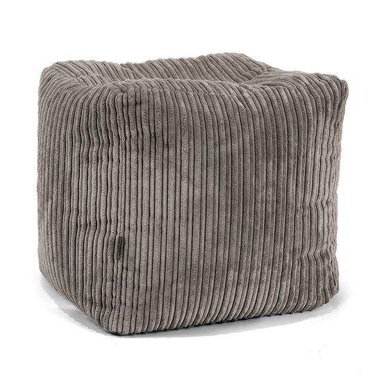 Kubus Voetenbank Pouf - Corduroy Graphite Grijs 01