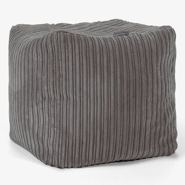Kubus Voetenbank Pouf - Corduroy Graphite Grijs 01