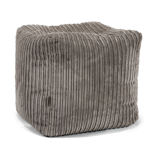 Kubus Voetenbank Pouf - Corduroy Graphite Grijs 01