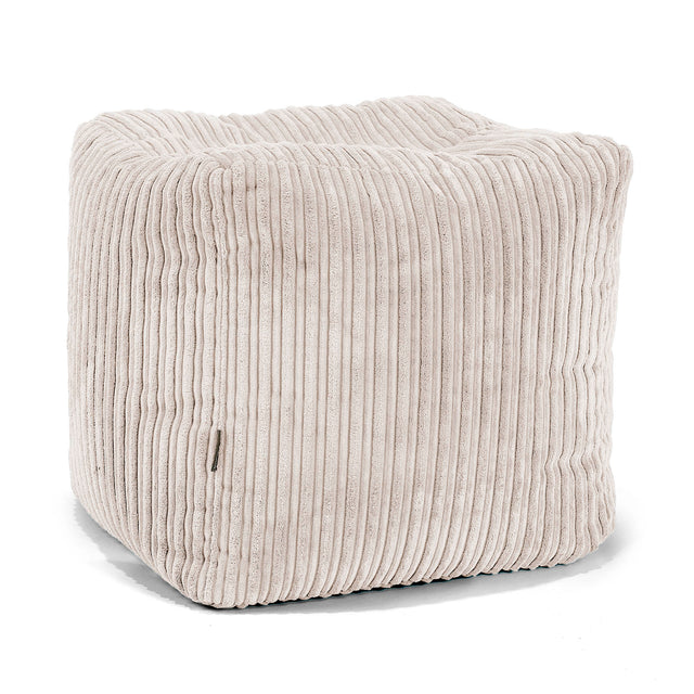 Kubus Voetenbank Pouf - Corduroy Ivoor 01