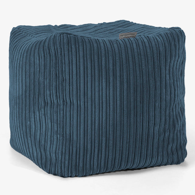 Kubus Voetenbank Pouf - Corduroy Marineblauw 01