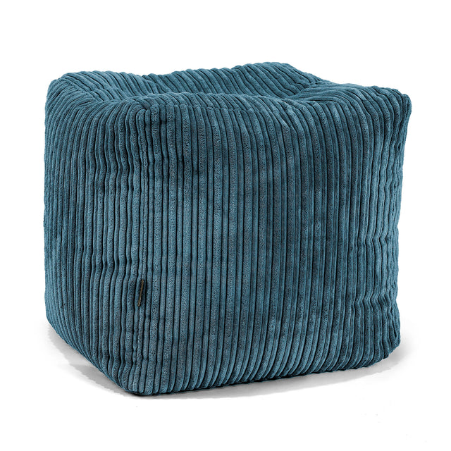 Kubus Voetenbank Pouf - Corduroy Marineblauw 01