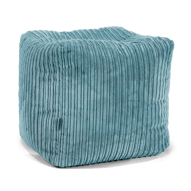 Kubus Voetenbank Pouf - Corduroy Petrol 01