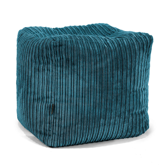 Kubus Voetenbank Pouf - Corduroy Teal 01