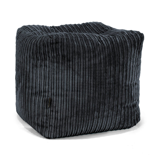 Kubus Voetenbank Pouf - Corduroy Zwart 01