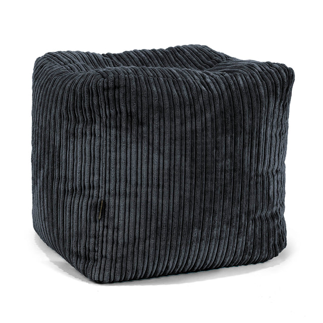 Kubus Voetenbank Pouf - Corduroy Zwart 01