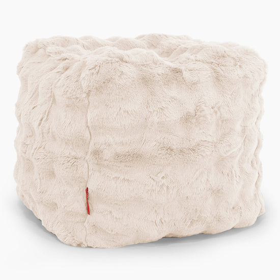 Kubus Voetenbank Pouf - Namaakbont Bubble Crème 01