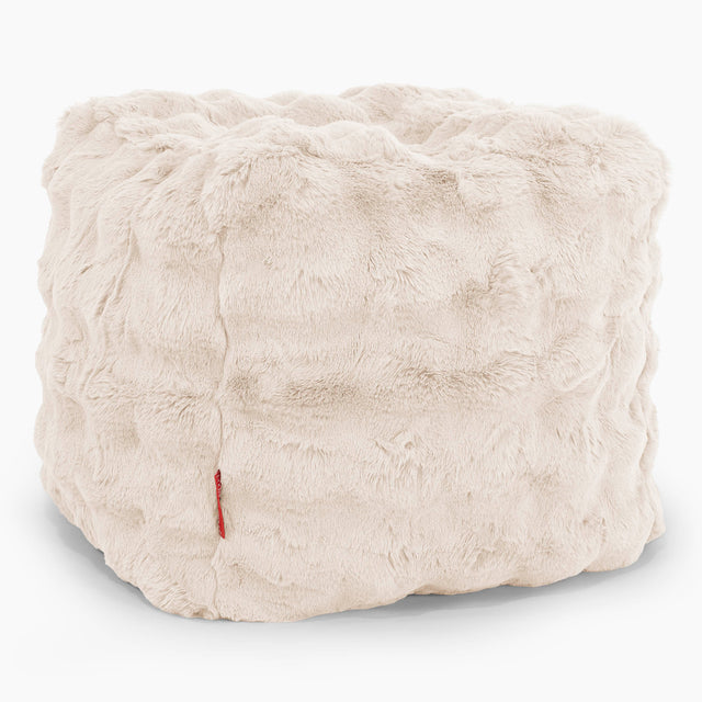 Kubus Voetenbank Pouf - Namaakbont Bubble Crème 01
