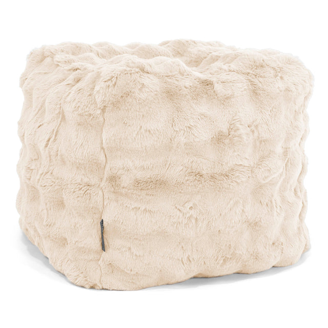Kubus Voetenbank Pouf - Namaakbont Bubble Crème 01