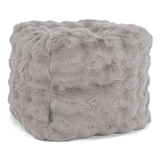 Kubus Voetenbank Pouf - Namaakbont Bubble Grijs 01