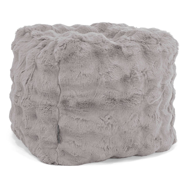 Kubus Voetenbank Pouf - Namaakbont Bubble Grijs 01