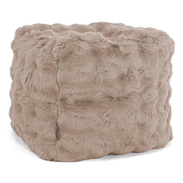 Kubus Voetenbank Pouf - Namaakbont Bubble Mink 01