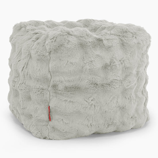 Kubus Voetenbank Pouf - Namaakbont Bubble Saliegroen 01