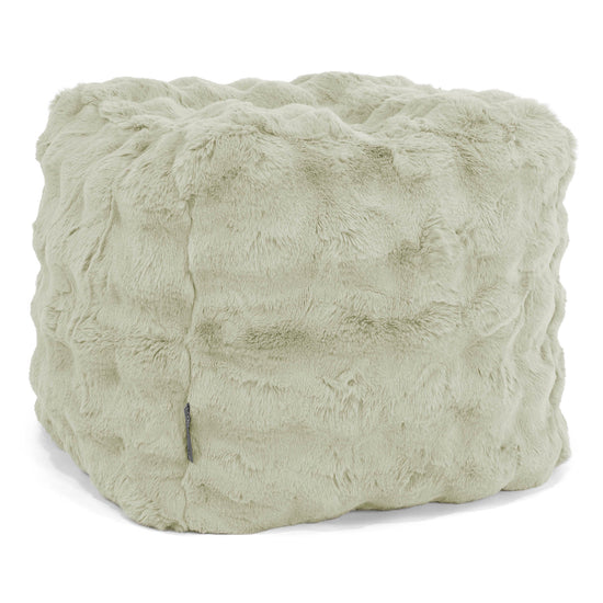 Kubus Voetenbank Pouf - Namaakbont Bubble Saliegroen 01