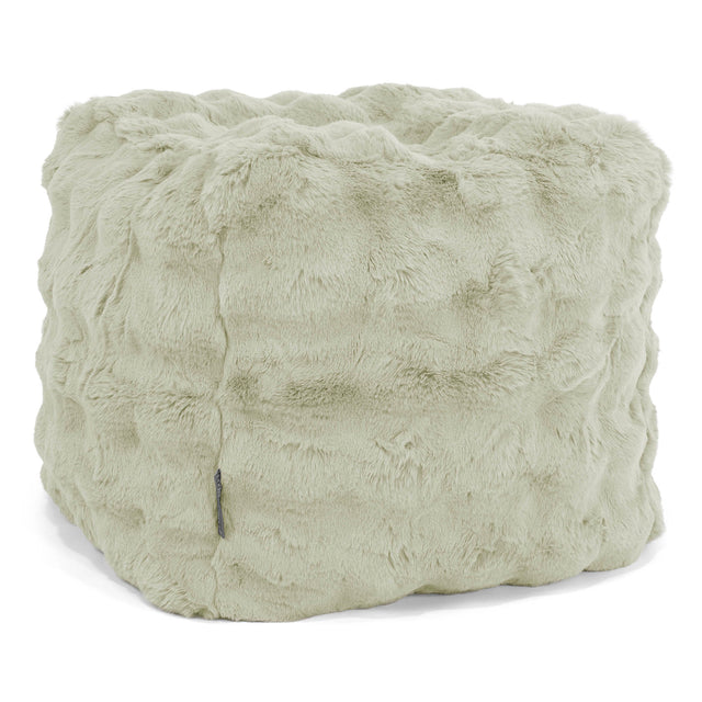 Kubus Voetenbank Pouf - Namaakbont Bubble Saliegroen 01