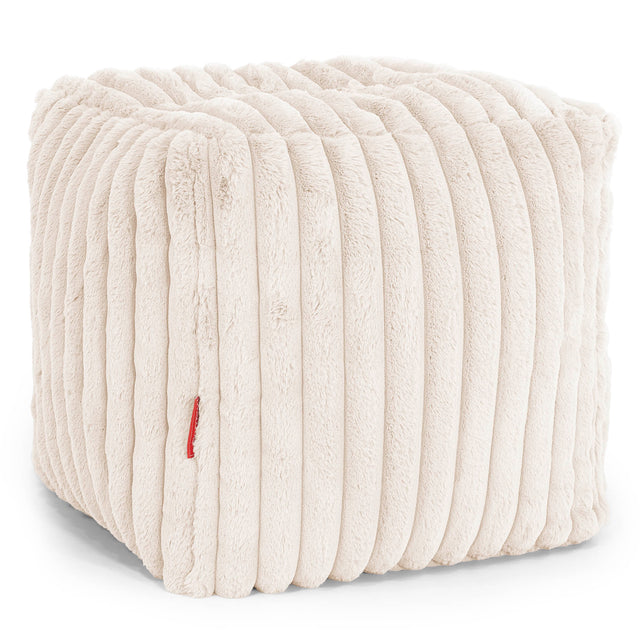 Würfel-Pouf- Hocker - Ultra Pluche Corduroy Crème 01