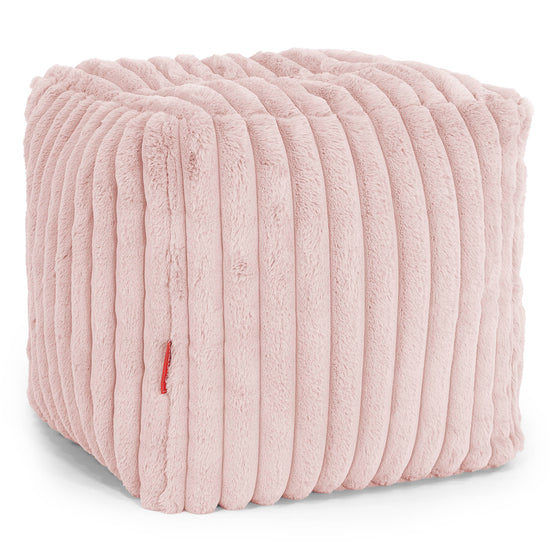 Würfel-Pouf- Hocker - Ultra Pluche Corduroy Stoffig Roze 01
