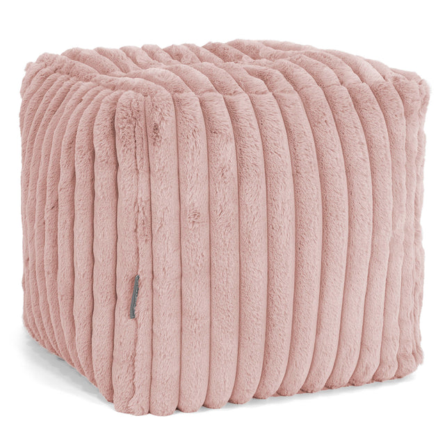 Würfel-Pouf- Hocker - Ultra Pluche Corduroy Stoffig Roze 01