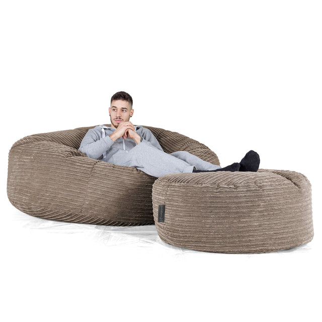 Mega-Mammoet Zitzak Bank - Corduroy Beigegrijs 02