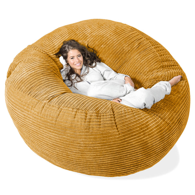 Mega-Mammoet Zitzak Bank - Corduroy Gouden Honing 01