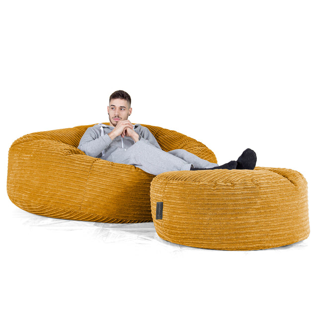 Mega-Mammoet Zitzak Bank - Corduroy Gouden Honing 02