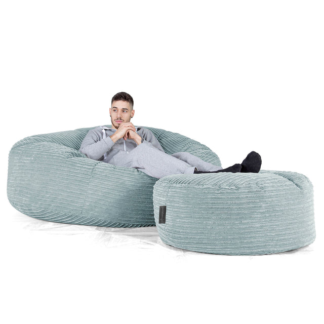 Mega-Mammoet Zitzak Bank - Corduroy Mintgroen 02