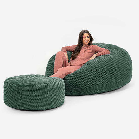 Mega-Mammoet Zitzak Bank - Pompom Mosgroen 02