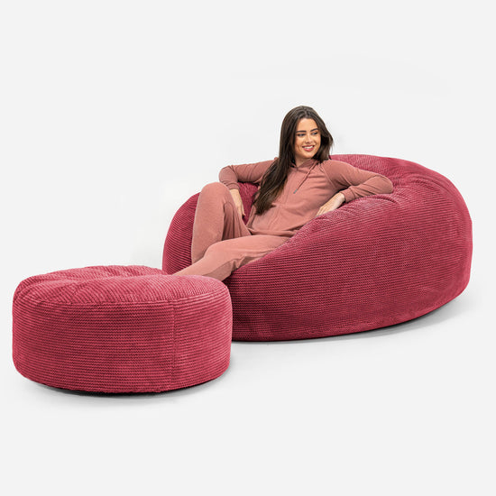 Mega-Mammoet Zitzak Bank - Pompom Pastelrood 02