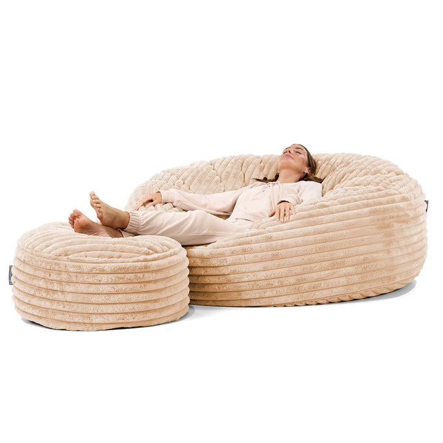 Mega-Mammoet Zitzak Bank - Ultra Pluche Corduroy Perzik