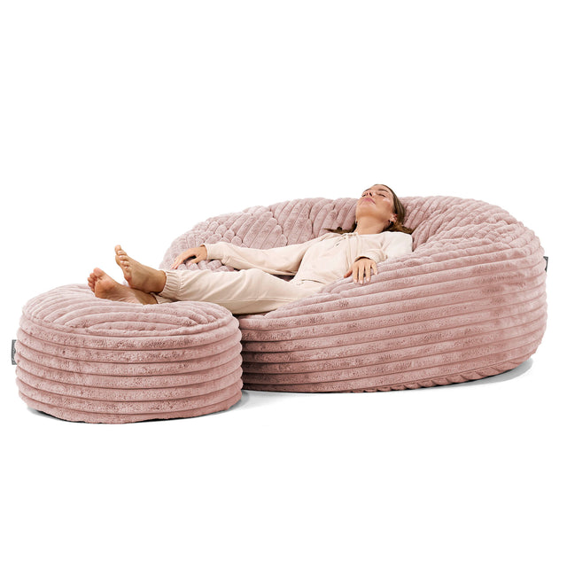 Mega-Mammoet Zitzak Bank - Ultra Pluche Corduroy Stoffig Roze