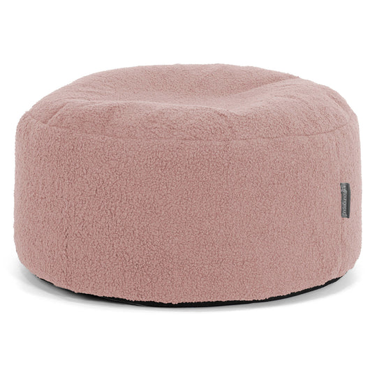 Ottoman Poef met Dienblad - Boucle Roze 02