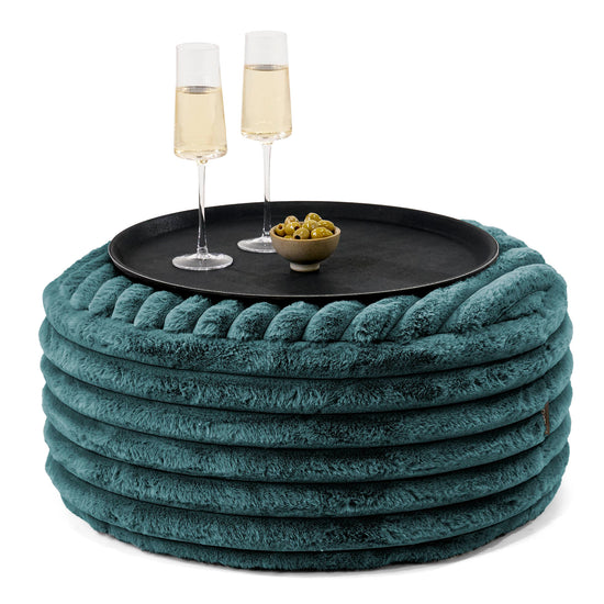 Ottoman Poef met Dienblad - Ultra Pluche Corduroy Teal 01