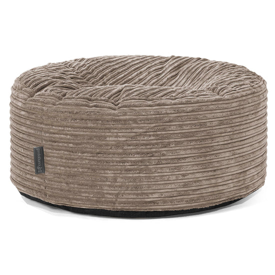 Ronde Poef - Corduroy Beigegrijs 01