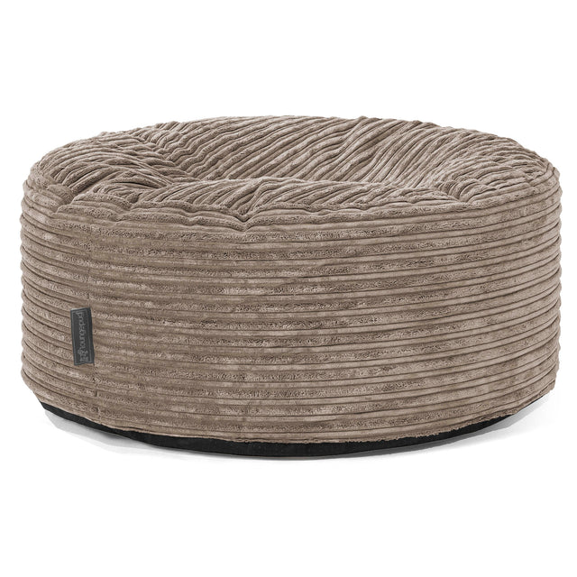 Ronde Poef - Corduroy Beigegrijs 01