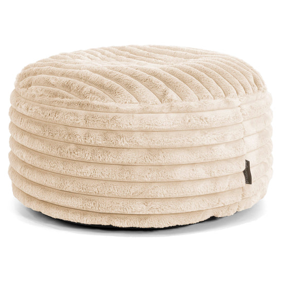 Ronde Poef - Ultra Pluche Corduroy Crème 01