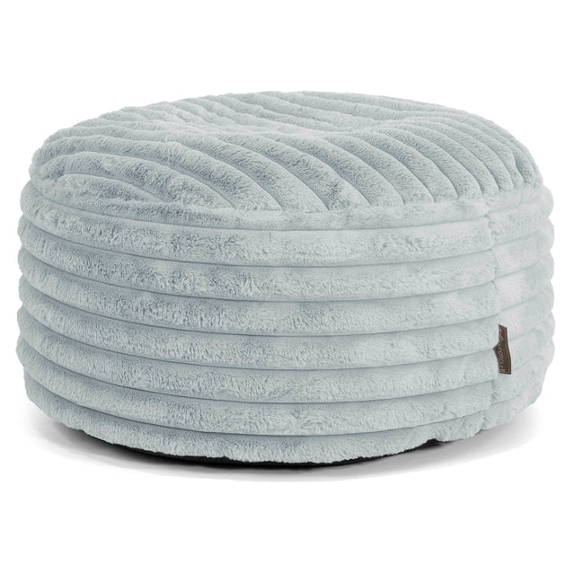 Ronde Poef - Ultra Pluche Corduroy Eendenei Blauw 01