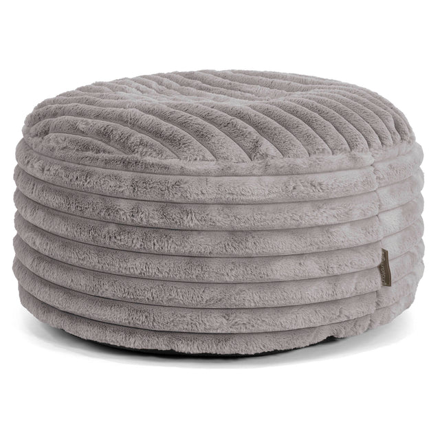 Ronde Poef - Ultra Pluche Corduroy Grijs 01
