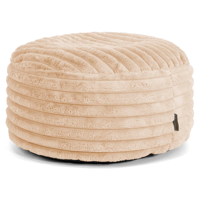 Ronde Poef - Ultra Pluche Corduroy Perzik 01