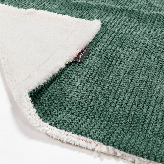 Sherpa-sprei / Deken - Pompom Mosgroen 01