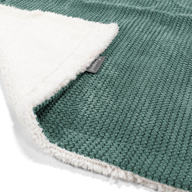 Sherpa-sprei / Deken - Pompom Mosgroen 01