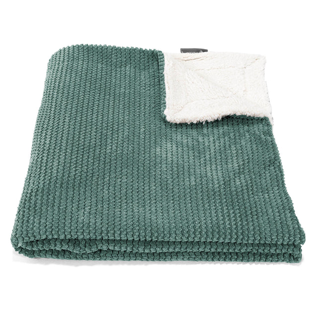 Sherpa-sprei / Deken - Pompom Mosgroen 02