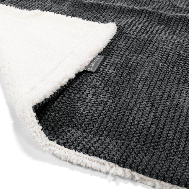 Sherpa-sprei / Deken - Pompom Zwart 01
