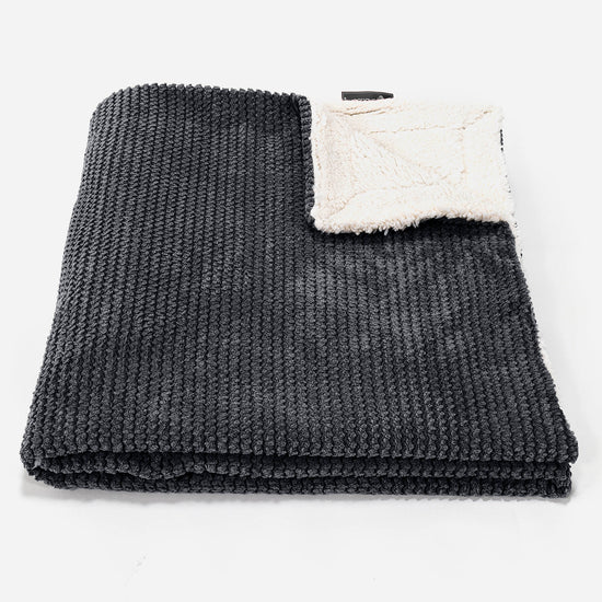 Sherpa-sprei / Deken - Pompom Zwart 02