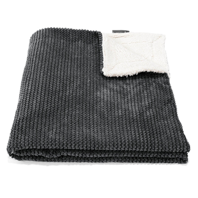 Sherpa-sprei / Deken - Pompom Zwart 02