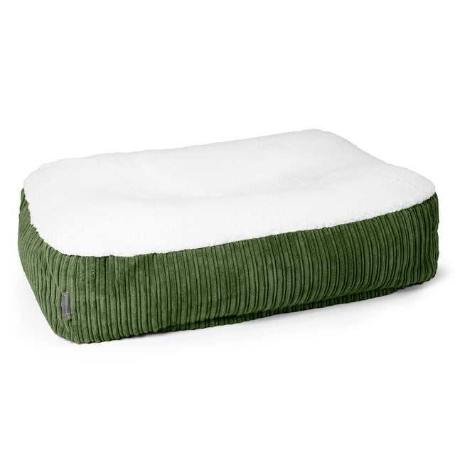 Sloucher Groot Hondenbed - Sherpa & Corduroy Bosgroen 01