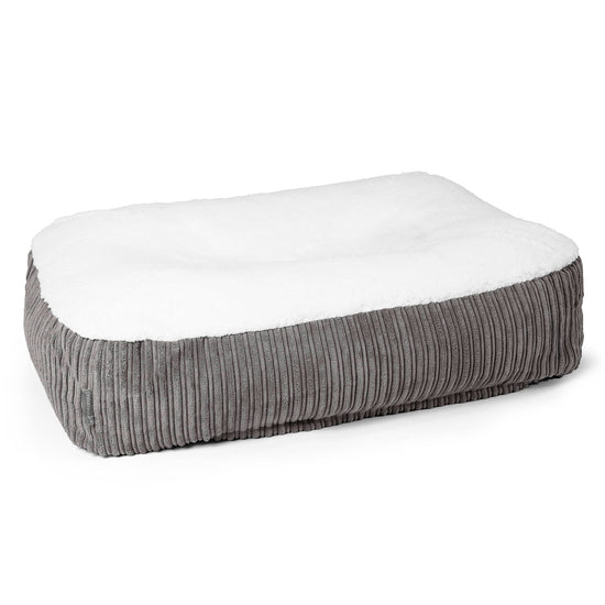Sloucher Groot Hondenbed - Sherpa & Corduroy Graphite Grijs 01