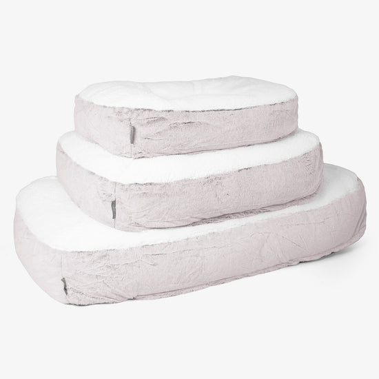 Sloucher Medium Hondenbed - Nepkonijnenbont Stoffig Roze 02